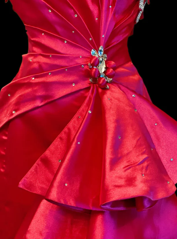 Chic One Shoulder Sheath Satin Long Prom Dresses, Hot Pink Formal Evening Dresses DP3092 - Deanwangkt