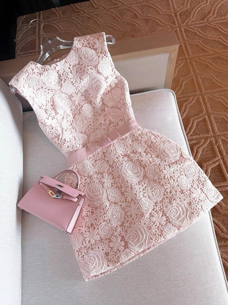 Elegant A line Scoop Lace Short White Mini Formal 8th Grade Homecoming Dresses Middle School Cocktail Dress Hoco Outfits DH2637 - Deanwangkt