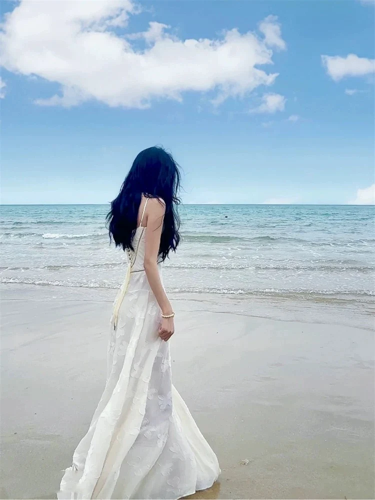 Elegant A Line Spaghetti Straps Sleeveless Lace White Long Evening Party Gowns Evening Formal Dresses Prom Dress W898 - Deanwangkt