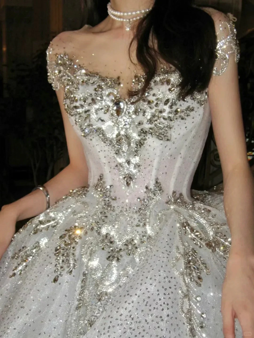 Unique Bridal Dress Ball Gown Scoop White Sequin Long Wedding Dresses Luxury Bride Dress Bridal Gowns DH1519 - Deanwangkt