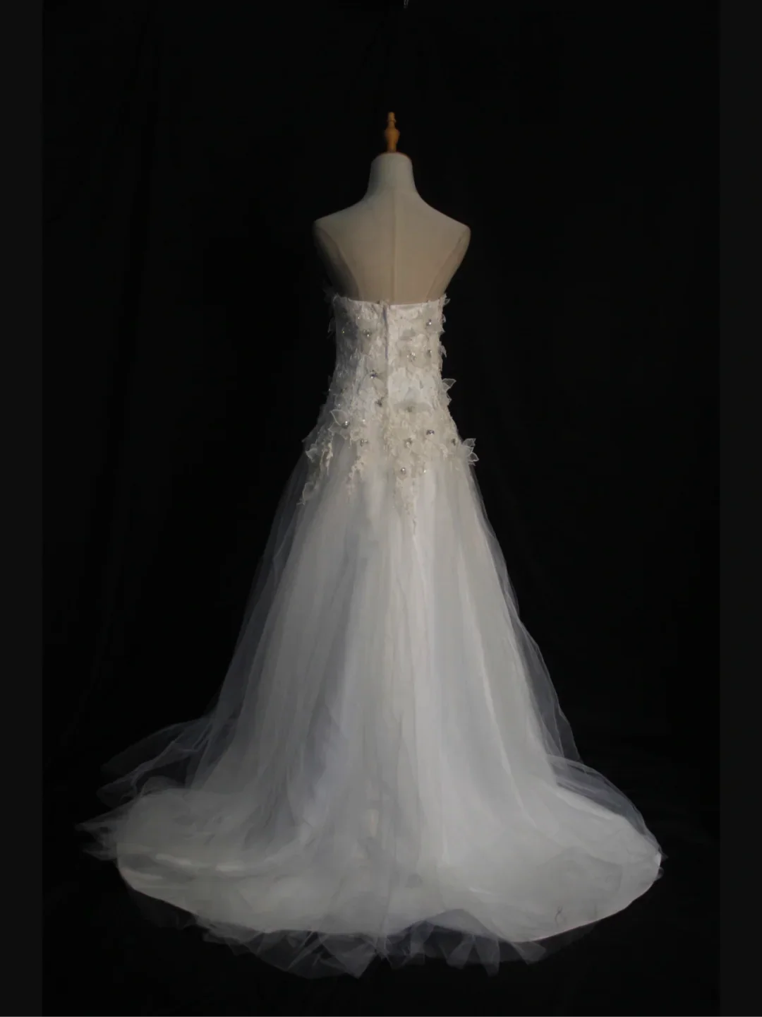 Vintage Wedding Dress 1970s Ball Gown Strapless White Tulle Wedding Dresses Bridal Gowns Elegant Brides Gown DH579 - Deanwangkt