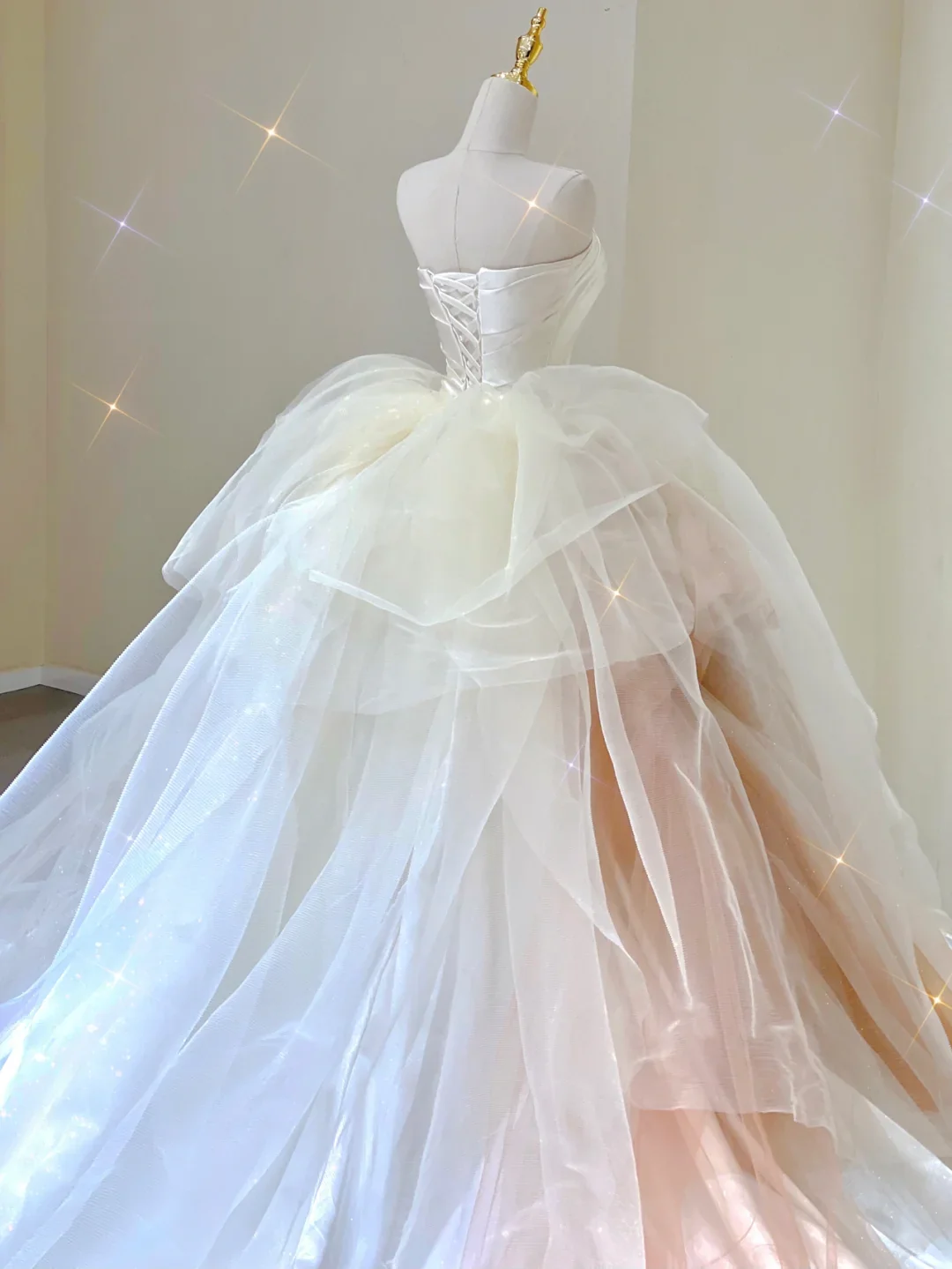 Classy Elegant Ball Gown Strapless White Long Satin Wedding Dresses Brides Dress DP328 - Deanwangkt