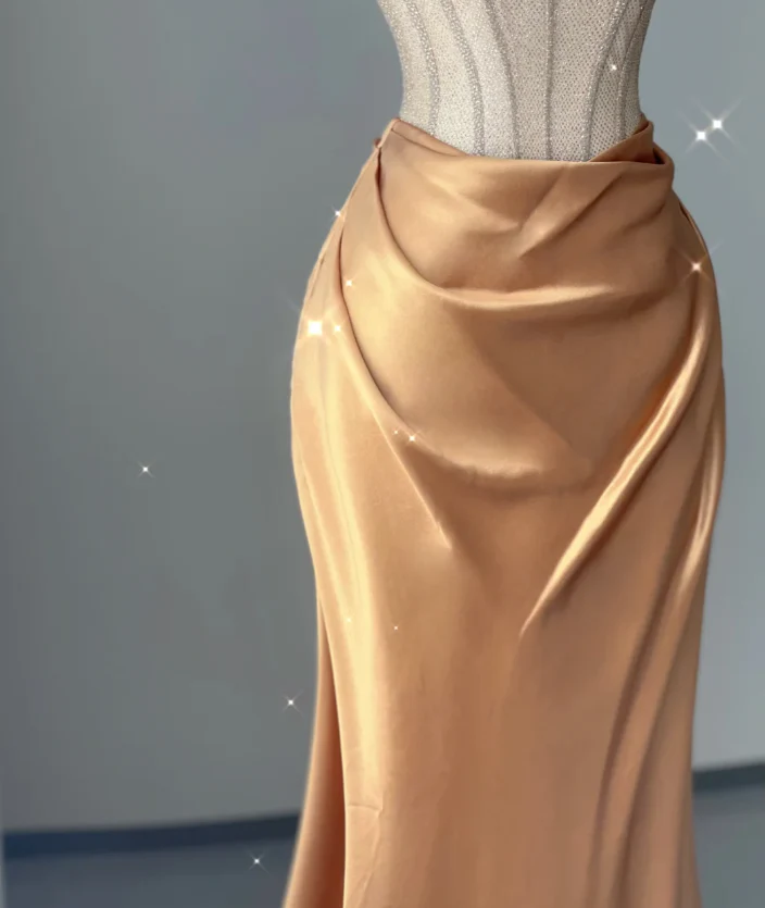 Pretty Mermaid Strapless Satin Sleeveless Long Prom Dresses Evening Dresses DP445 - Deanwangkt