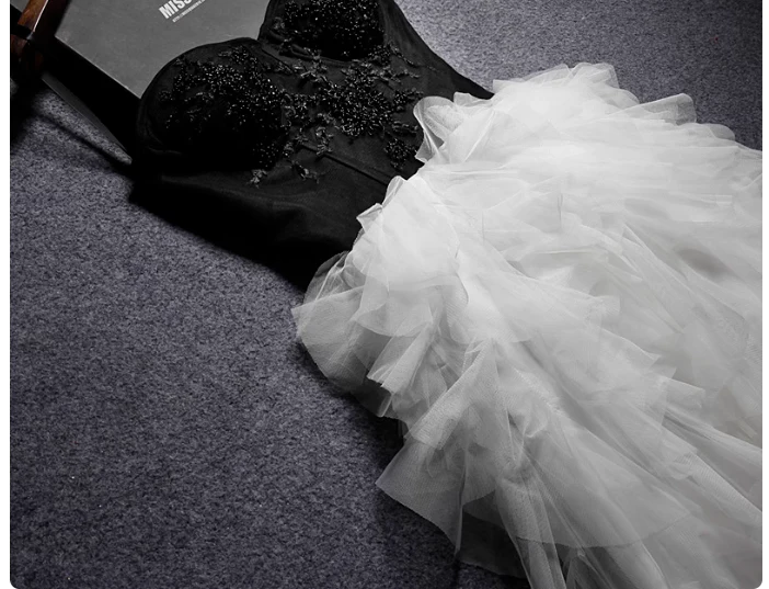 Fashion Black/Gray Long Ball Gown Tiered Tulle Evening Gown Modest Formal Dress Cute 18th Birthday Outfit DH2748 - Deanwangkt