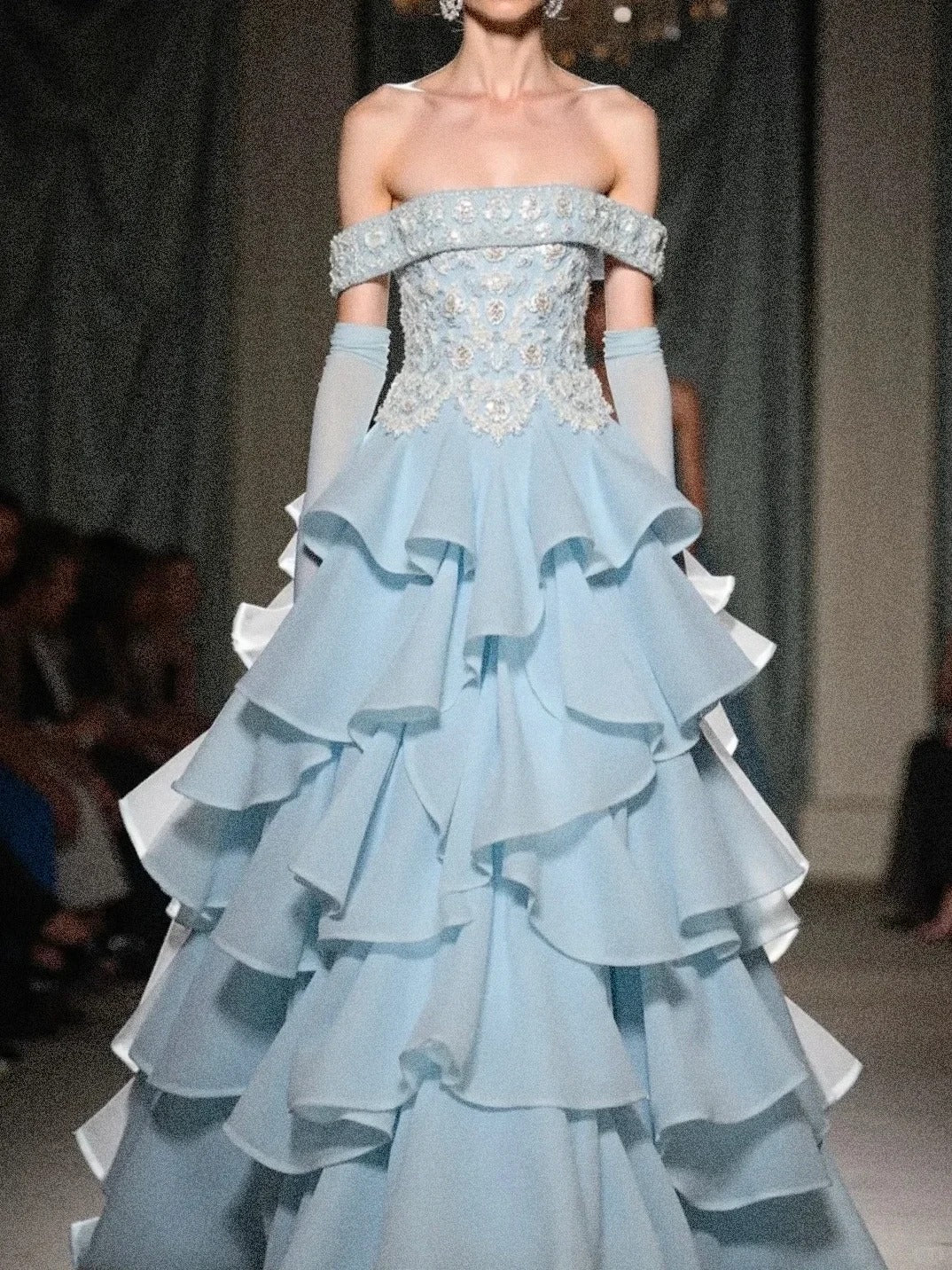 Fairy Strapless A-line Blue Tulle Applique Long Evening Dress Sweet 16 Dress DP2900 - Deanwangkt