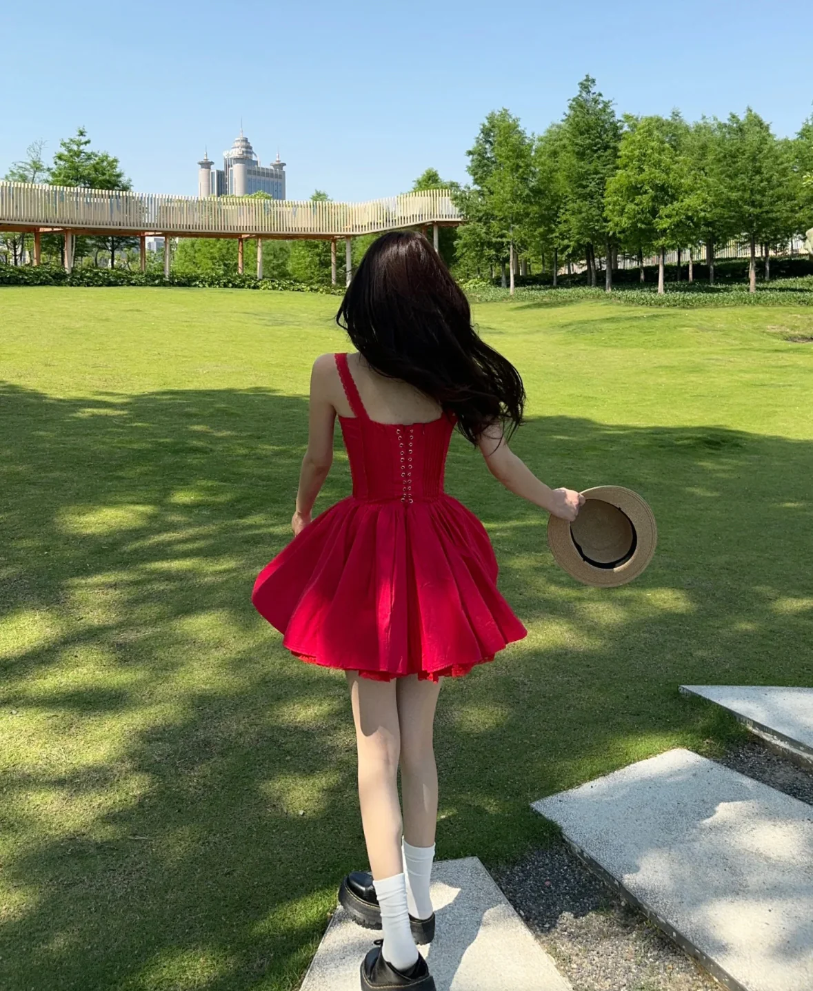 Simple A line Square Neck Red Short Homecoming Dress Summer Hoco Dresses Mini Cocktail Dress DH2469 - Deanwangkt