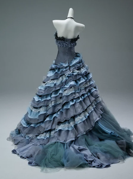 Stunning Strapless Ball Gown Tiered Tulle Lace Long Quinceanera Dress Navy Blue Formal Gowns Vestido De 15 Anos Sweet 16 Dress DP2847 - Deanwangkt