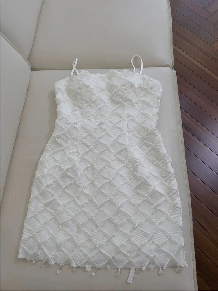 Cute Sheath Spaghetti Straps White Formal Short 8th Grade Homecoming Dress Summer Middle School Hoco Dresses Birthday Outfits W938 - Deanwangkt