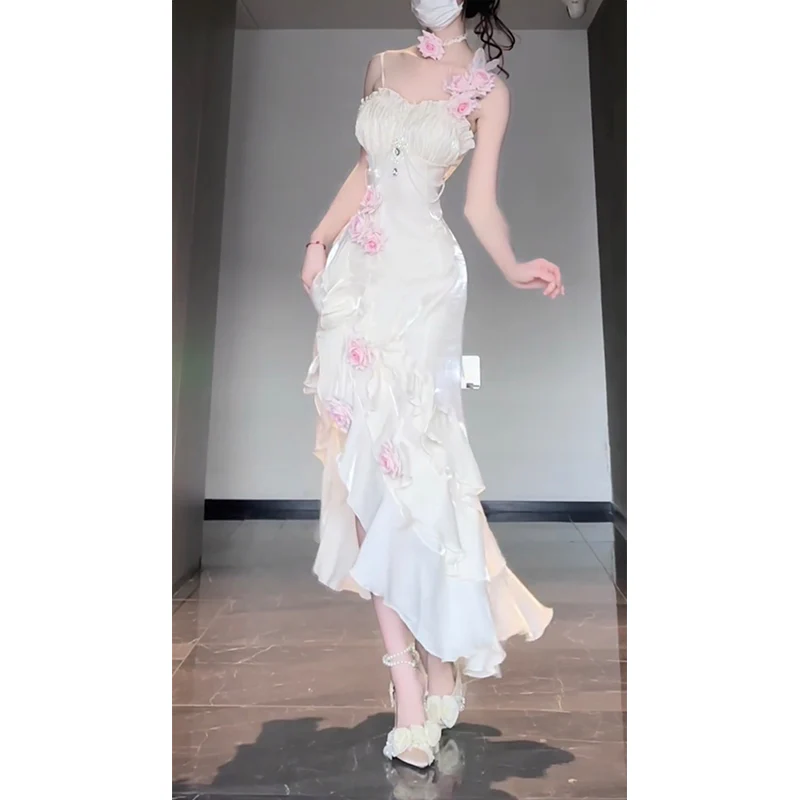 Vintage High Low Spaghetti Straps White 16th Birthday Dress Lolita Dress Sweet Birthday Outfits W1206 - Deanwangkt