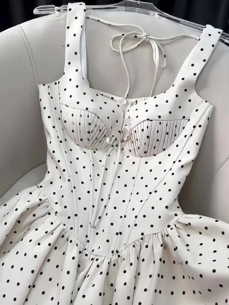 Cute A line Sweetheart Black Polka Dots Short Satin Formal Homecoming Dresses Party Graduation Dress Hoco Dresses DH2751 - Deanwangkt