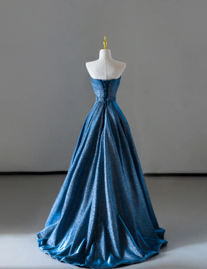 Fairy-tale A Line Sweetheart Blue Sequin Long Prom Dresses Evening Dresses DP512 - Deanwangkt