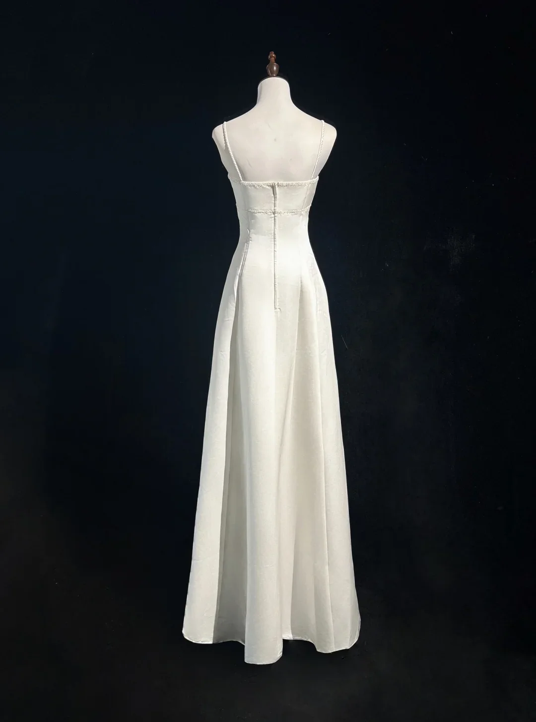 Vintage Wedding Dress 1970s A Line Spaghetti Straps Satin White Long Wedding Dresses Bridal Gowns Elegant Brides Gown DH564 - Deanwangkt