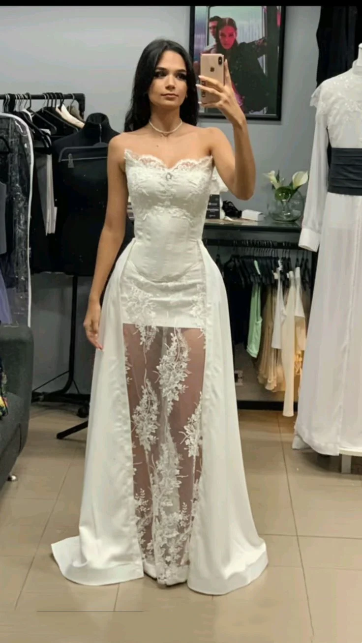 Princess Bridal Dress Sheath Sweetheart Sleeveless Lace White Wedding Dresses Pretty Bridal Gowns DH955 - Deanwangkt