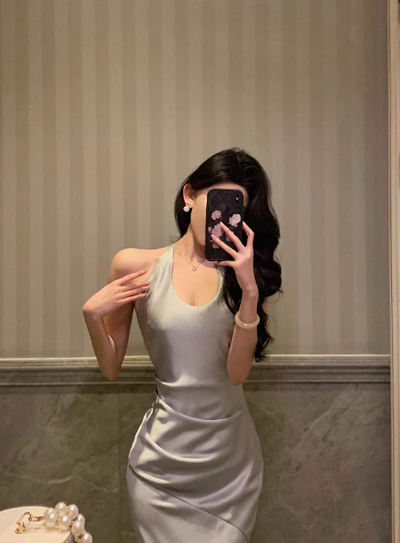 Sexy Mermaid Halter Light Blue 18th Birthday Dress Long Party Birthday Outfits For Women DP0177 - Deanwangkt