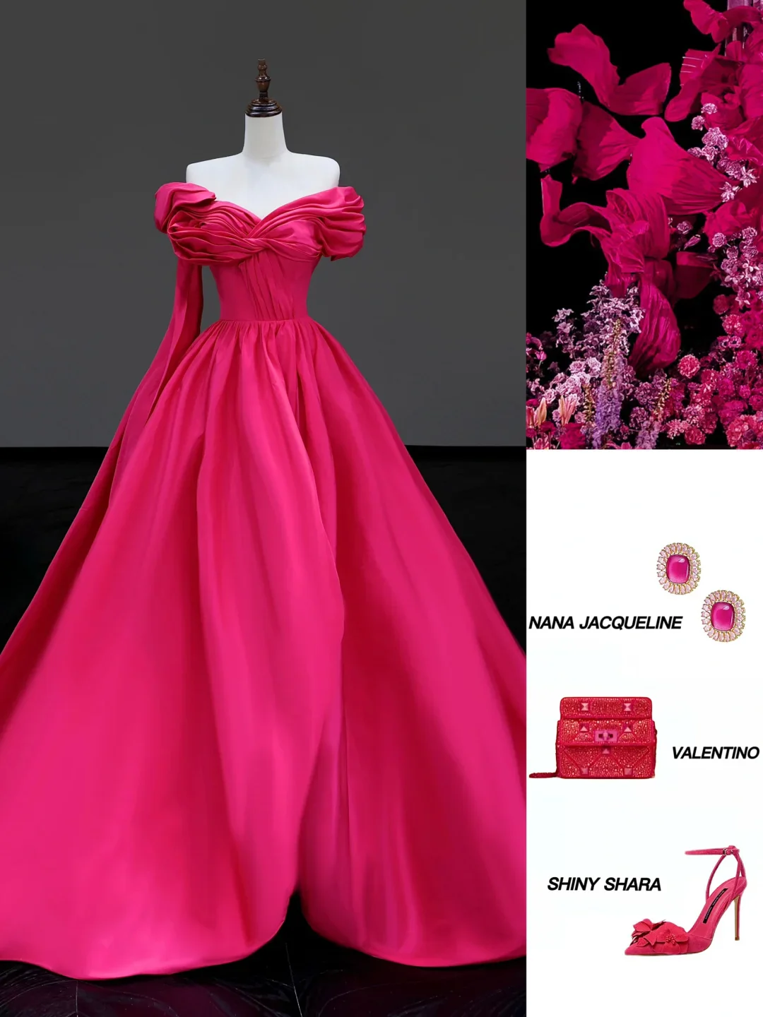 Elegant Glamour Ball Gown Hot Pink Satin Long Prom Dress Party Dress Evening Dresses DP865 - Deanwangkt