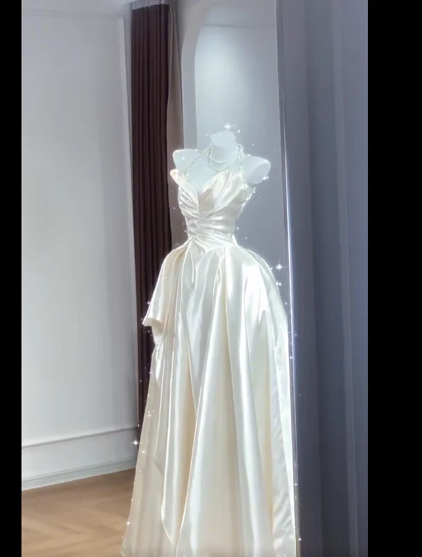 Timeless Bridal Dress Ball Gown Strapless Satin White Wedding Dresses Elegant Bridal Gowns DH898 - Deanwangkt