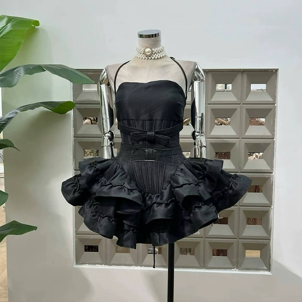 Modest Ball Gown Strapless Pink Satin Short Formal Homecoming Dress Middle School Short 20th Birthday Outfits Graduation Dress Cocktail Dresses DH2460 - Deanwangkt