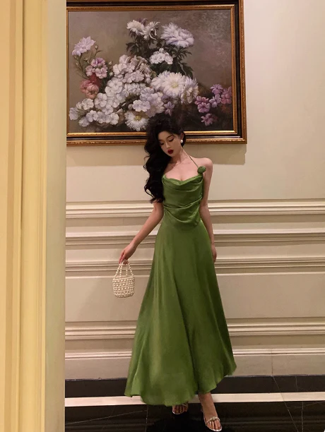 Sexy A line Spaghetti Straps Green 21st Birthday Dress Holiday Party Birthday Outfits For Women DP0211 - Deanwangkt