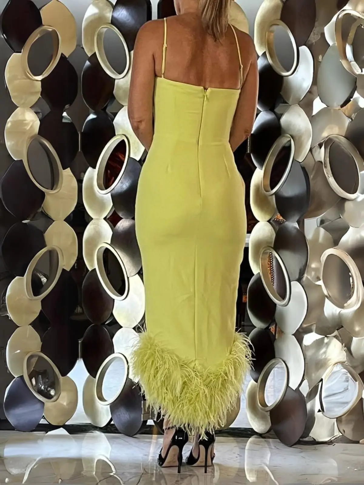 Elegant Wedding Guest Outfit Sheath Yellow Formal Night Dresses Summer Wedding Guest Dresses Graduation Dresses DP757 - Deanwangkt