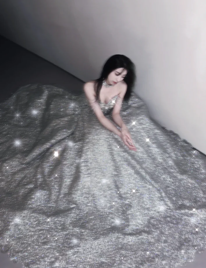 Pretty Ball Gown Strapless Sequin Long Silver Prom Dresses Sparkly Evening Dresses DP451 - Deanwangkt