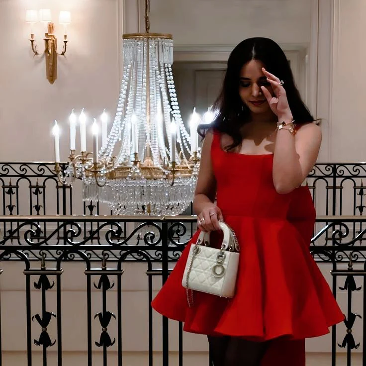 Pretty Ball Gown Square Neck Red Satin Formal Homecoming Dresses Short 16th Birthday Outfits Graduation Dress Mini Cocktail Dresses DH2494 - Deanwangkt