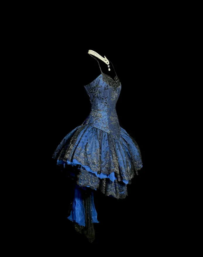 Classy Ball Gown Spaghetti Straps Navy Blue Lace Short Homecoming Dress Summer Hoco Dresses Cocktail Dress DP907 - Deanwangkt