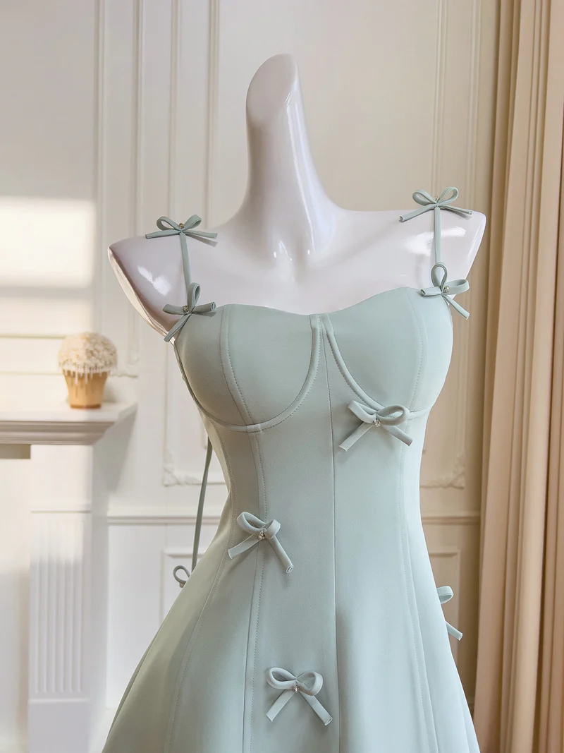 Sexy A line Spaghetti Straps Sage Green Satin Short Homecoming Dress Summer Hoco Dresses Cocktail Dress Birthday Outfits DP2286 - Deanwangkt