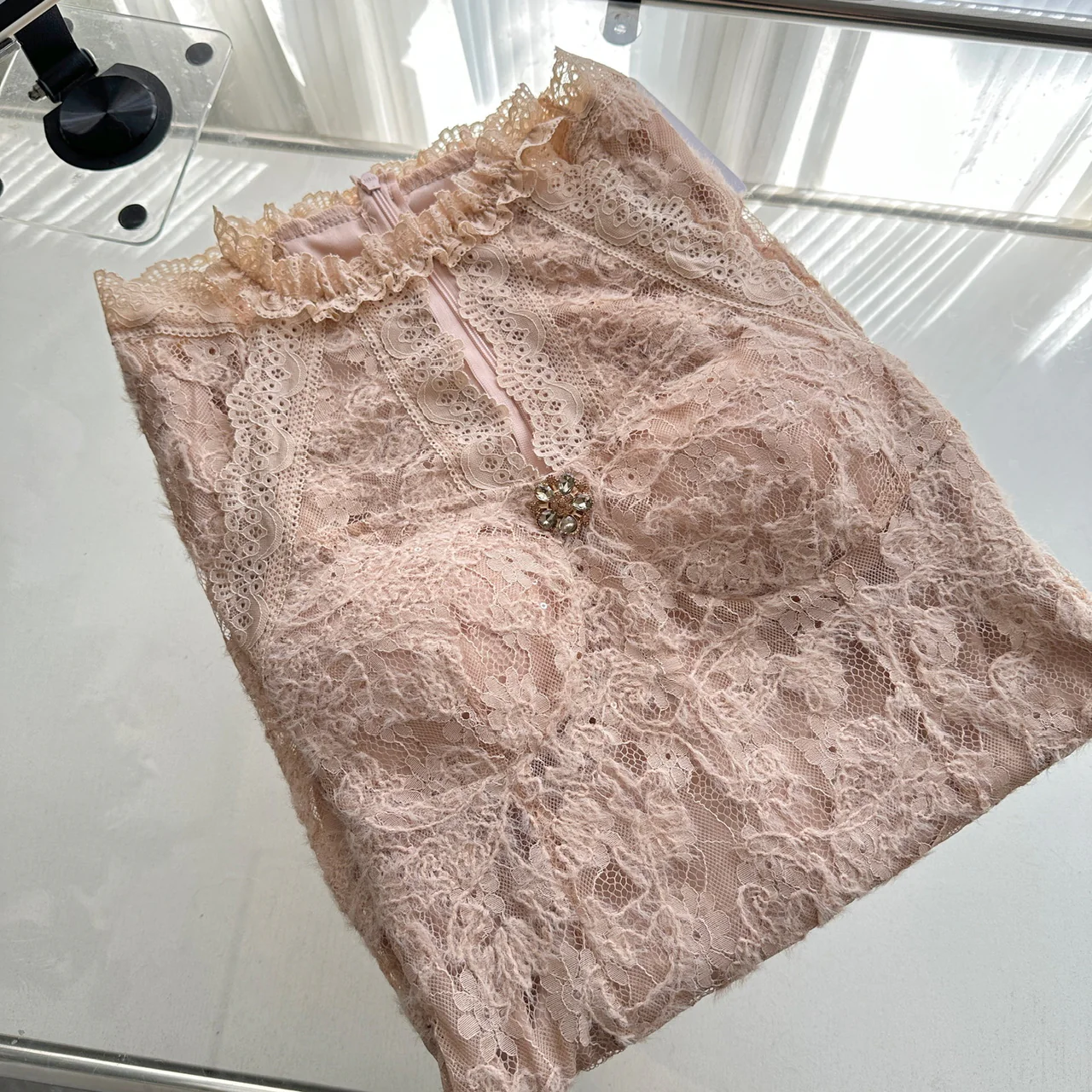 Sexy Sheath Jewel Floral Pink Lace Summer Dress Holiday Party Outfits For Women DP0087 - Deanwangkt