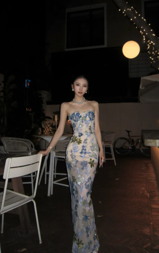 Chic Sweetheart Neck Sheath Long Prom Dresses Sleeveless Applique Evening Dresses DP3833 - Deanwangkt