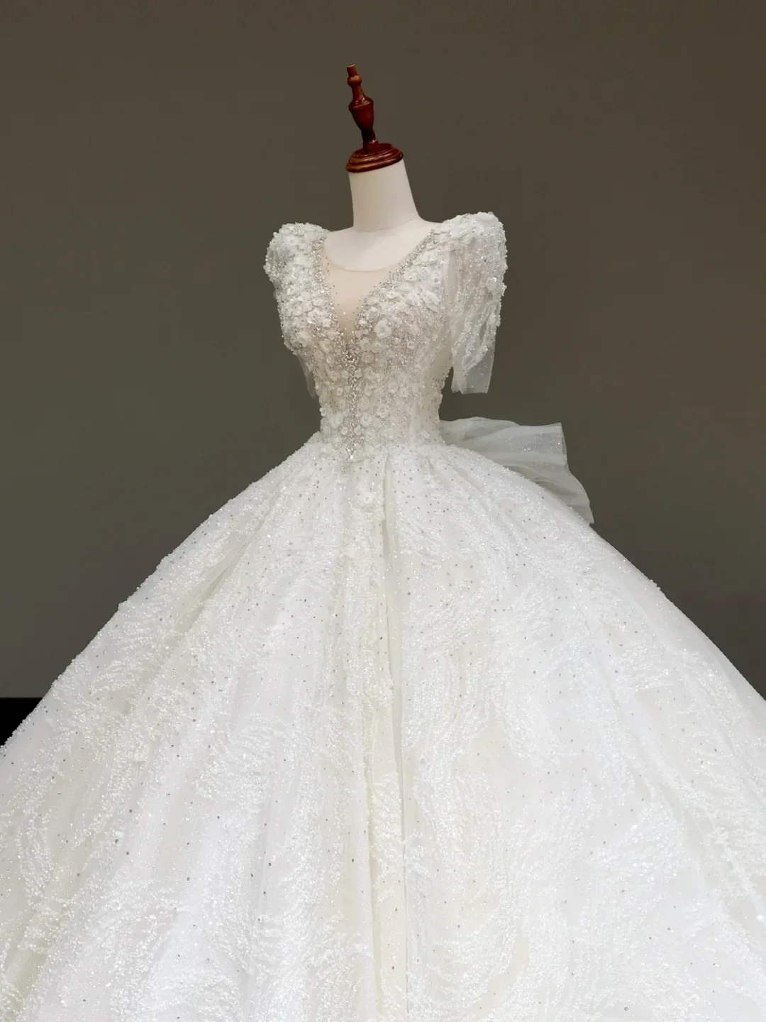 Princess Bridal Gown Ball Gown Scoop Sequin White Beads Wedding Dresses Bridal Gowns DP829 - Deanwangkt