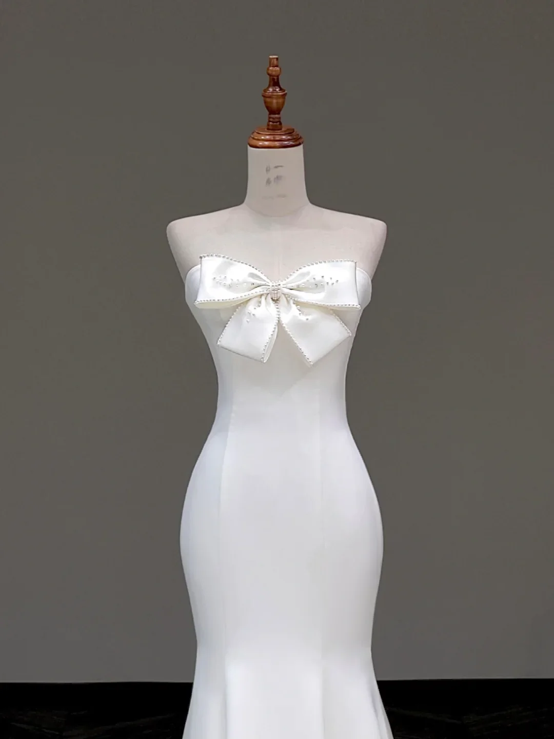 Simple Bridal Gown Mermaid Strapless Satin White Wedding Dresses Minimalist Bridal Gowns DP805 - Deanwangkt