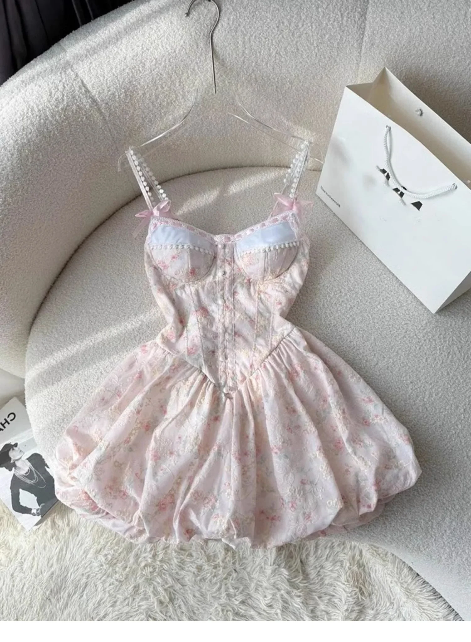 Cute A line Short Pink Floral Homecoming Dress Summer Hoco Dresses Cocktail Dress For Senior Teens DP1780 - Deanwangkt