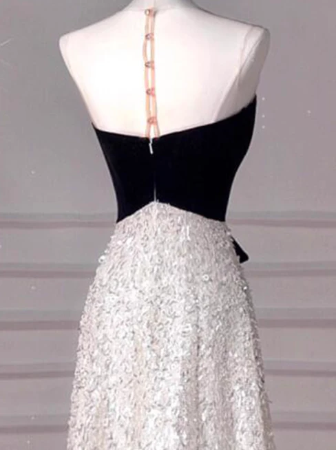 Elegant A-Line One Shoulder Evening Gown Black Sparkly Formal Dress Sequin Long Prom Dresses DP2790 - Deanwangkt