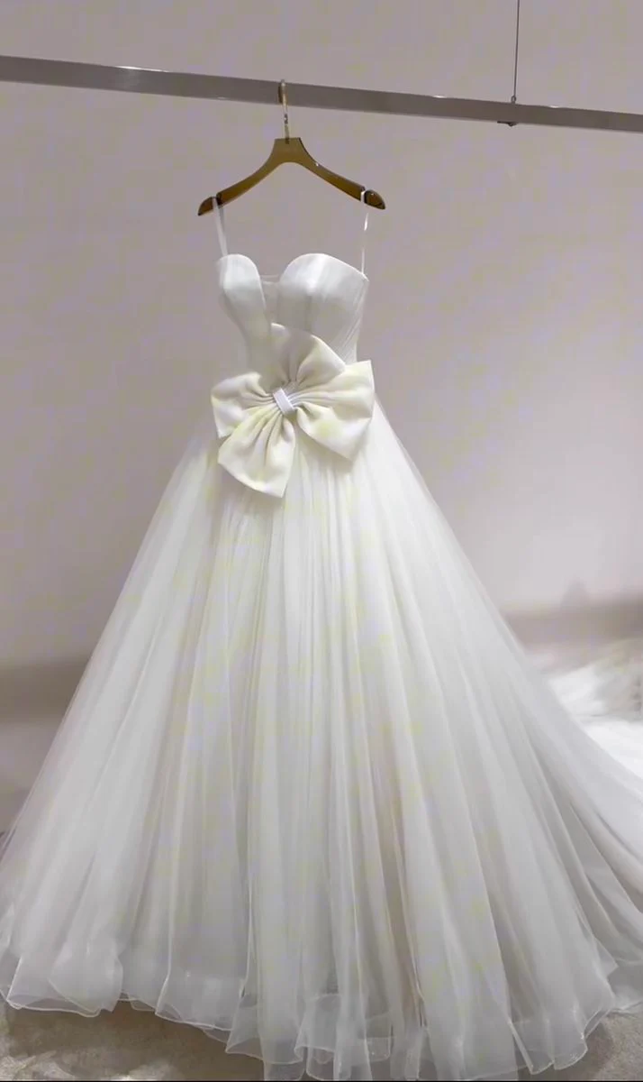 Princess Wedding Dress Ball Gown Sweetheart Tulle Sleeveless White Wedding Dresses Dreamy Bridal Gowns DH1219 - Deanwangkt