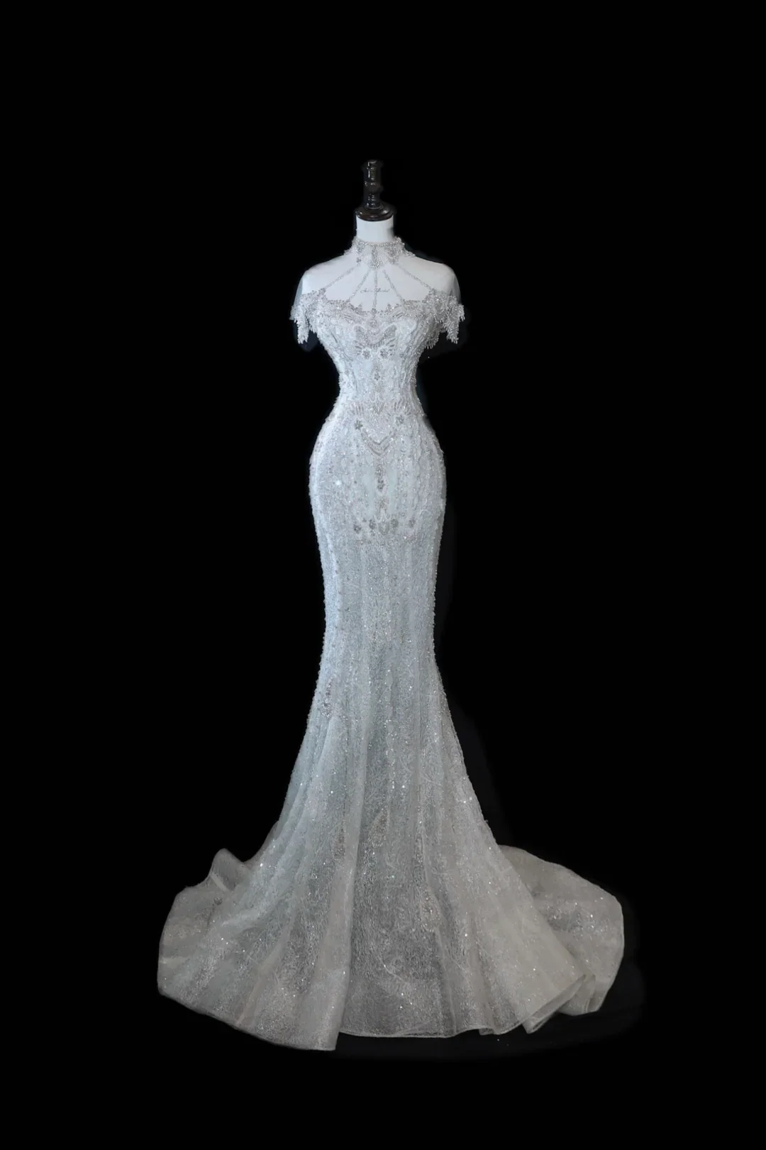 Timeless Bridal Gown Mermaid Off The Shoulder Silver Sequin Cap Sleeves Long Wedding Dresses Elegant Bridal Gowns DH897 - Deanwangkt