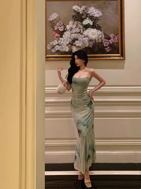 Sexy Mermaid Spaghetti Straps Green 18th Birthday Dress Holiday Party Birthday Outfits For Women DP0174 - Deanwangkt