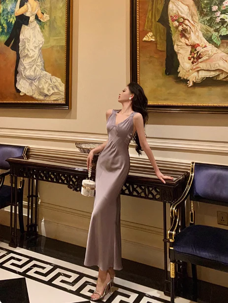 Pretty Mermaid V Neckline Dusty Grape 21st Birthday Dress Party Outfits Birthday Outfits For Women DP0189 - Deanwangkt