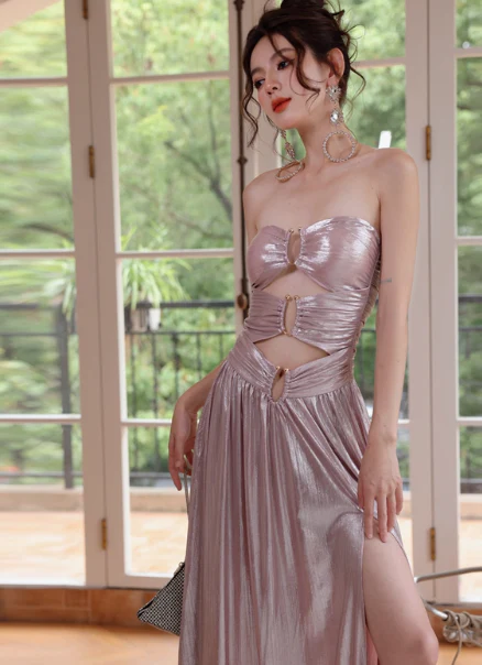 Sexy Sweetheart Neck Formal Dress Pink Satin Evening Gown Fashion Long Prom Dresses DH2703 - Deanwangkt