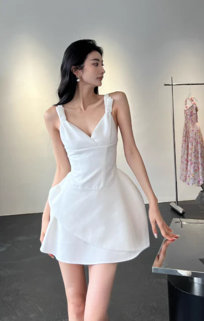 Glam V-neck A-Line Satin Short Prom Dresses, Black Homecoming Dresses DP3135 - Deanwangkt