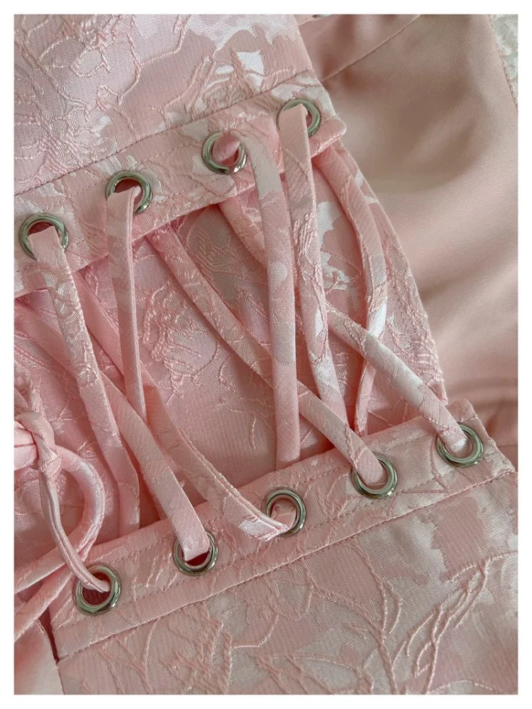 Elegant A Line Spaghetti Straps Pink Lace Sleeveless Long Evening Party Gowns Evening Formal Dresses Prom Dress DH105 - Deanwangkt