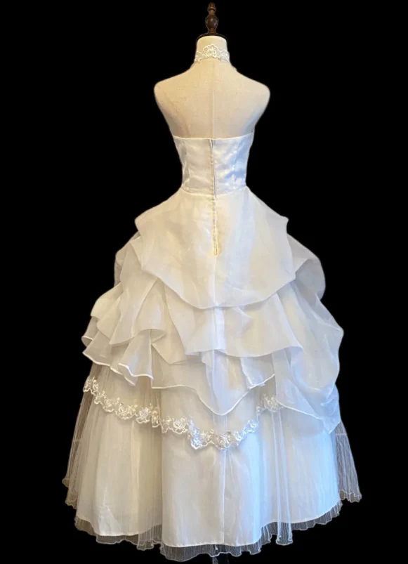 Timeless Halter Ball Gown Tulle Luxury Wedding Dress, White Bridal Gowns DP3079 - Deanwangkt