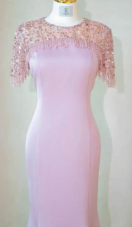 Elegant Jewel Mermaid Evening Dresses Satin Pink Mother of the Bride Dress DP3265 - Deanwangkt