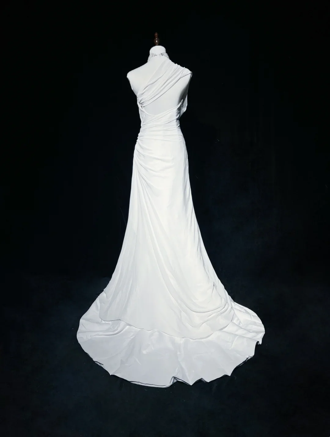 Vintage Bridal Gown 1960s A Line One Shoulder Chiffon Sleeveless Long White 90s Wedding Dresses Elegant Bridal Gowns DH1106 - Deanwangkt