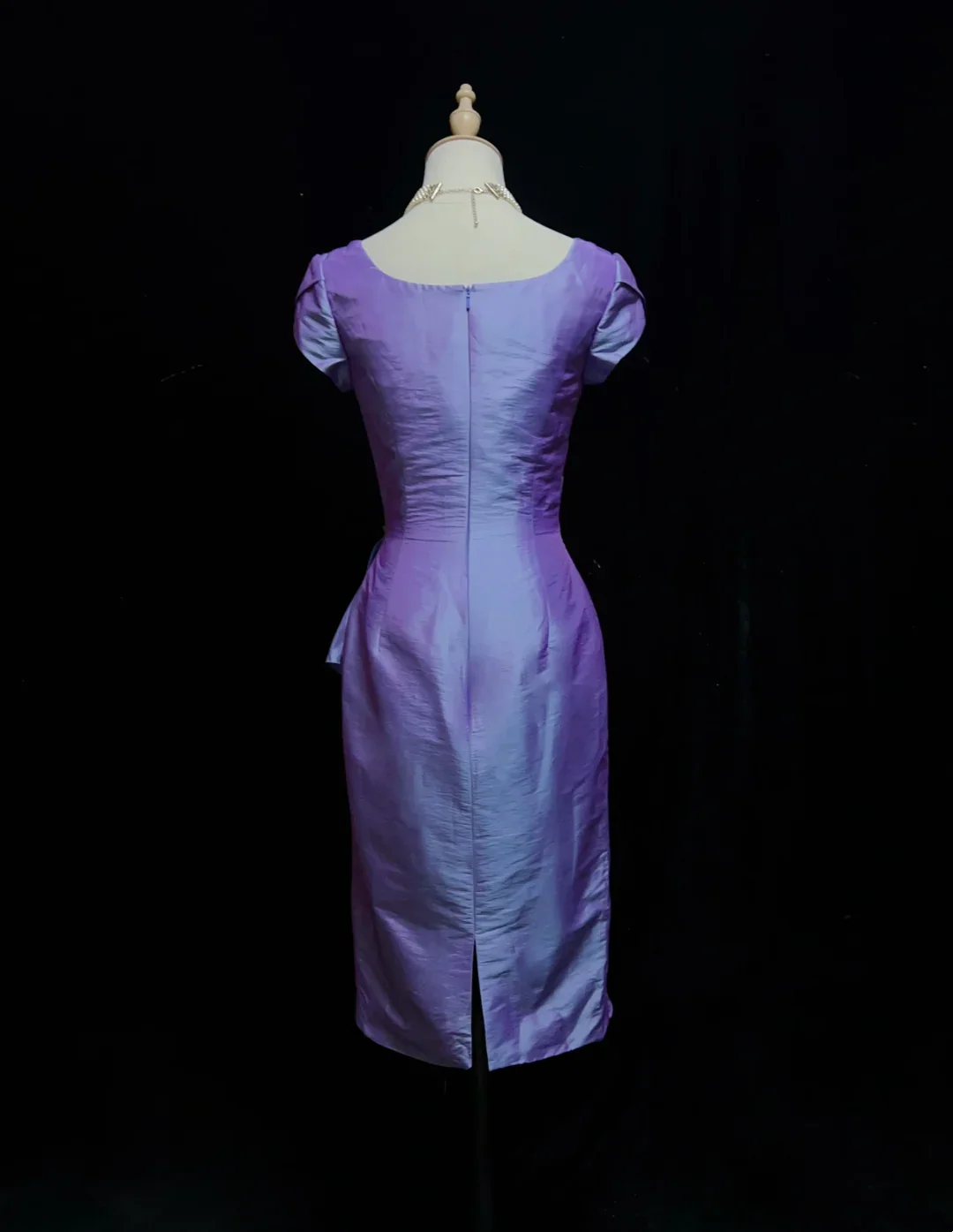 Vintage Sheath Square Neck Grape Taffeta Knee Length Formal 8th Grade Homecoming Dresses Middle School Cocktail Dress Hoco Outfits DH1465 - Deanwangkt