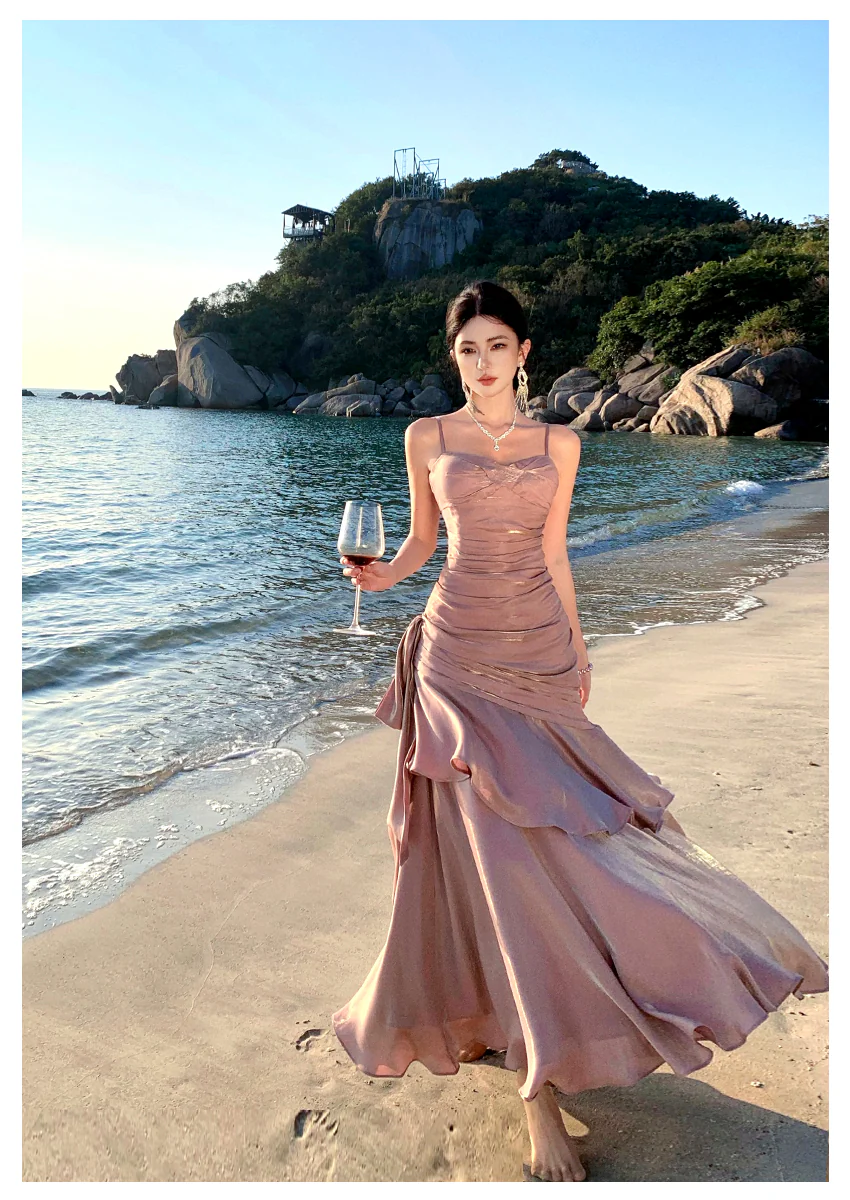 Pretty Mermaid Spaghetti Straps Sleeveless Pink Prom Gown Long Evening Dress Prom Dresses DP234 - Deanwangkt