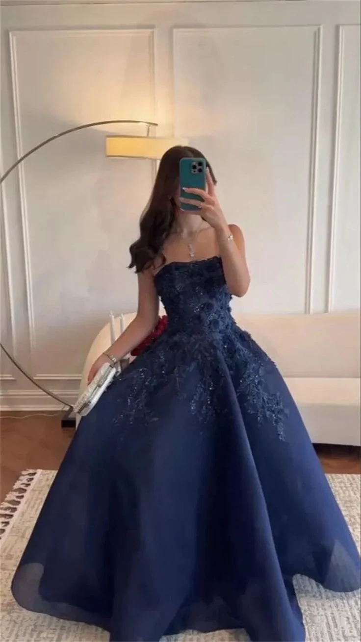 Sexy Prom Gown Formal Saudi Arabia Strapless A-line Floor Length Long Prom Dress DP276 - Deanwangkt