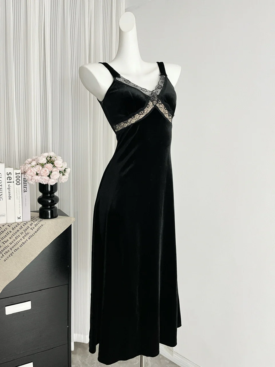 Sexy Mermaid Straps Black Velvet Summer Dress Holiday Party Birthday Outfits For Women DP0136 - Deanwangkt