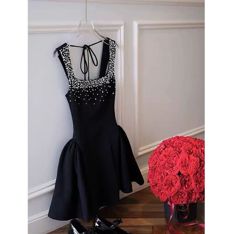 Cute Ball Gown Square Little Black Dress Short Mini Formal 8th Grade Homecoming Dresses Middle School Cocktail Dress Hoco Outfits DH2641 - Deanwangkt