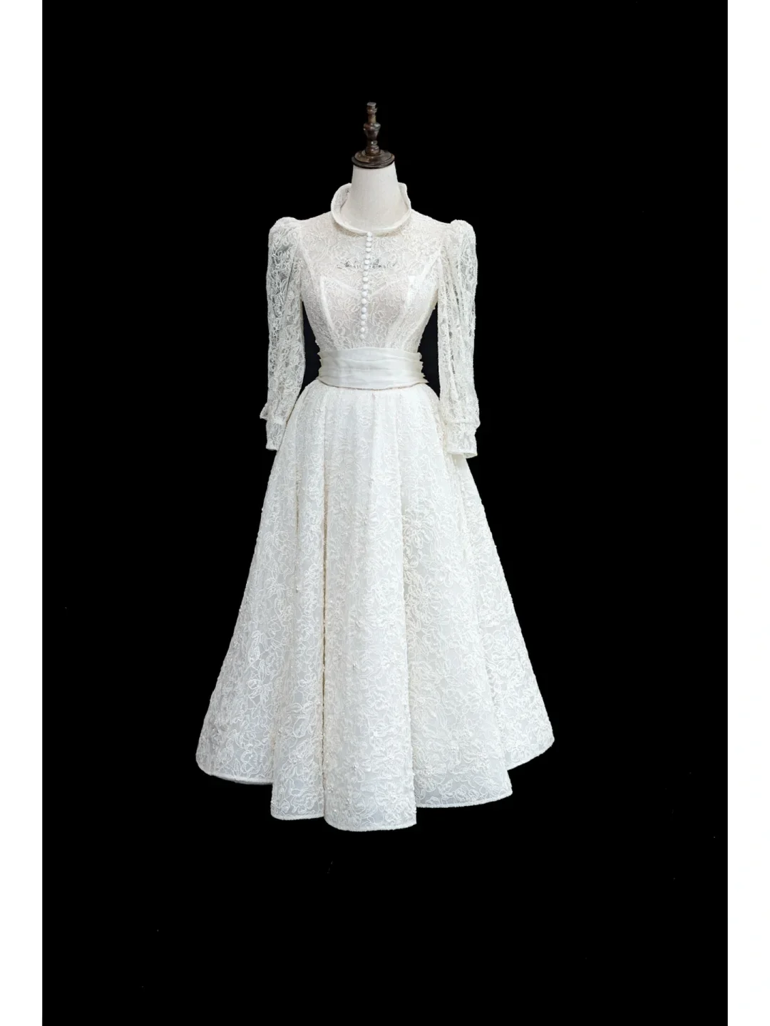 Vintage A line Scoop Neck Lace White 1940s 1950s Wedding Dresses Elegant Bridal Gowns DH873 - Deanwangkt