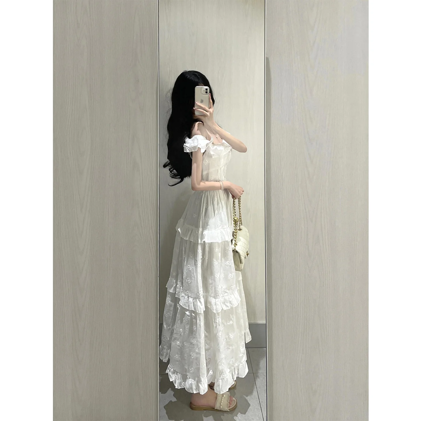 Vintage A line Square Neck White Lace Long Summer 18th Birthday Dress Party Dress Birthday Outfits Evening Dresses DH2408 - Deanwangkt